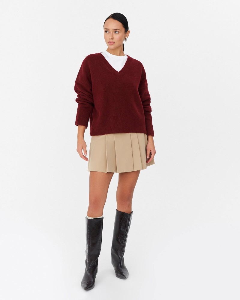 Бордовий пуловер з манжетами FASHIONISTA