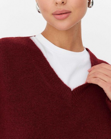 Бордовий пуловер з манжетами FASHIONISTA