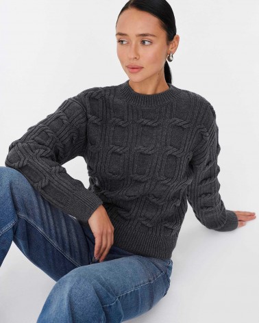 Сірий джемпер з плетенням та манжетами FASHIONISTA