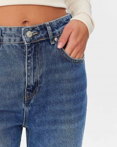 Сині джинси прямого крою з потертостями FASHIONISTA