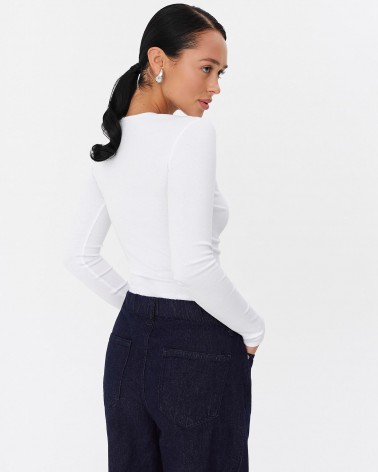 Білий лонгслів з прихованою застібкою FASHIONISTA