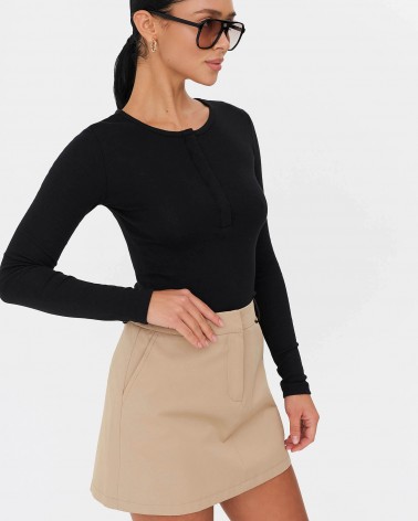 Чорний лонгслів з прихованою застібкою FASHIONISTA