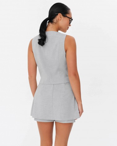 Сірий класичний жилет із застібкою на ґудзики спереду FASHIONISTA