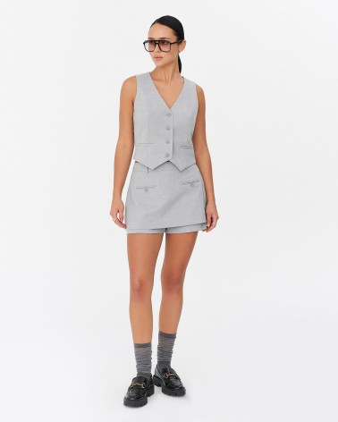 Сірий класичний жилет із застібкою на ґудзики спереду FASHIONISTA