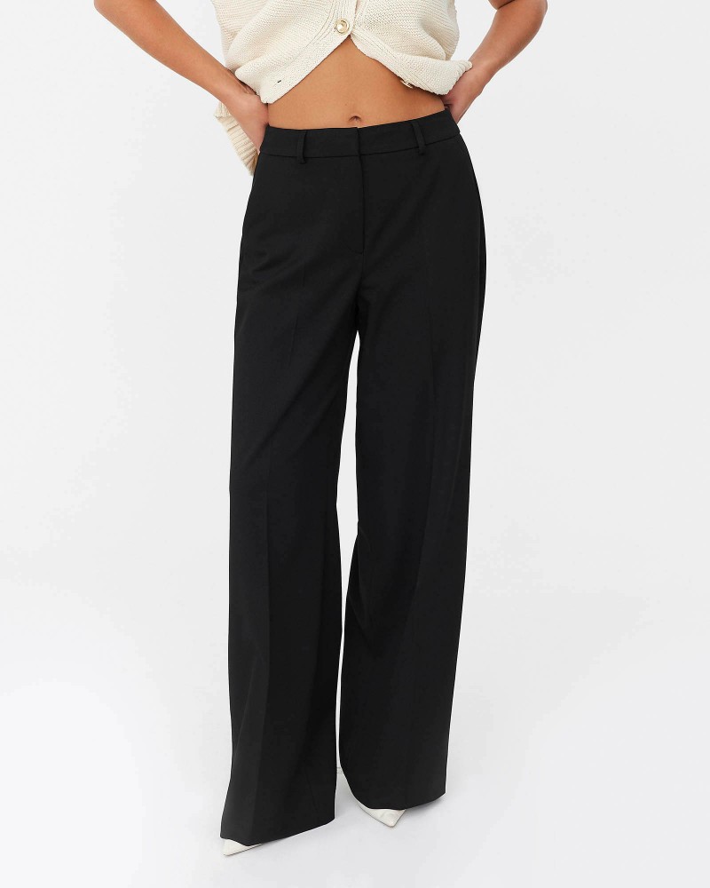 Чорні штани-палацо із запрасованими стрілками FASHIONISTA