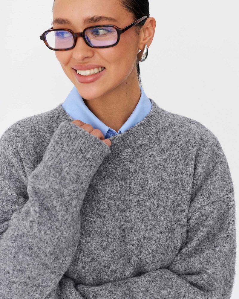 Сірий джемпер з манжетами FASHIONISTA