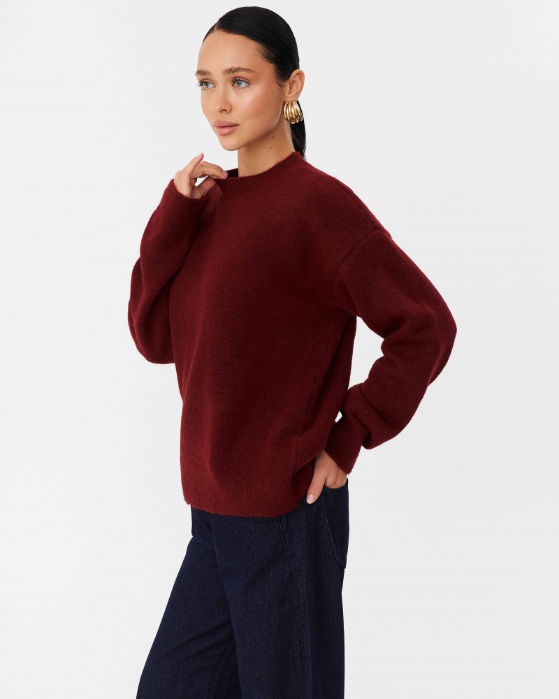 Бордовий джемпер з манжетами FASHIONISTA