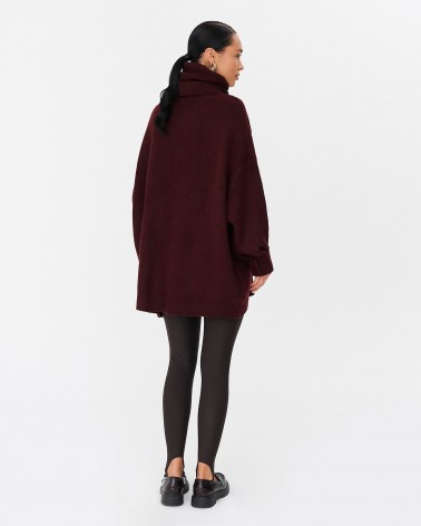 Бордовий подовжений светр крою оверсайз FASHIONISTA