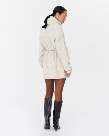 Світло-бежевий подовжений светр крою оверсайз FASHIONISTA