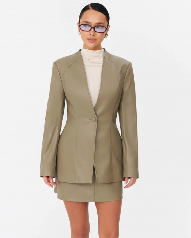 Хакі жакет зі штучної шкіри FASHIONISTA