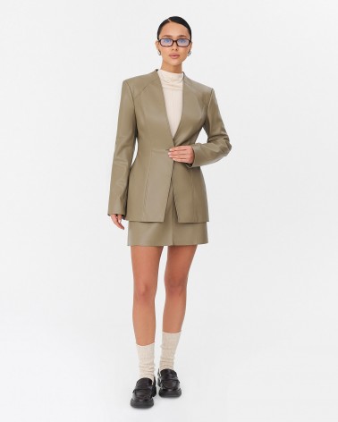 Хакі жакет зі штучної шкіри FASHIONISTA