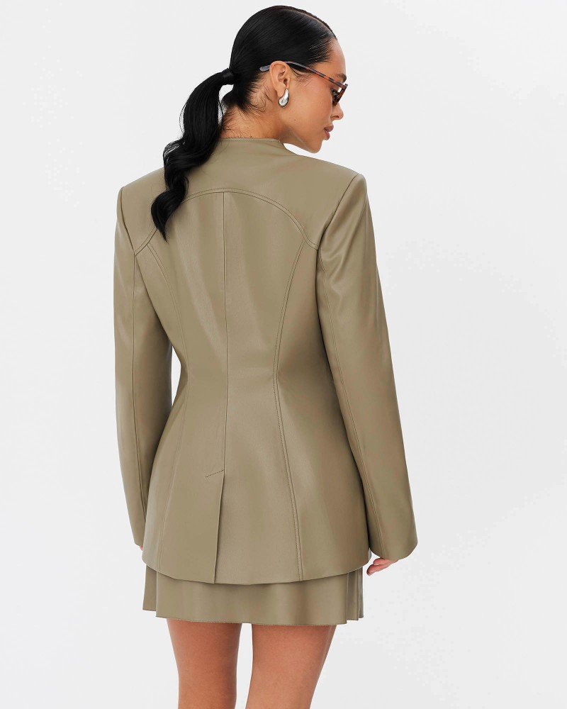 Хакі жакет зі штучної шкіри FASHIONISTA