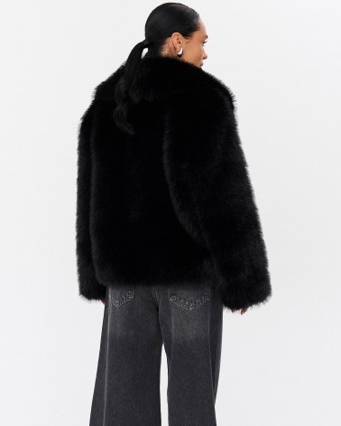 Чорна шуба зі штучного хутра FASHIONISTA