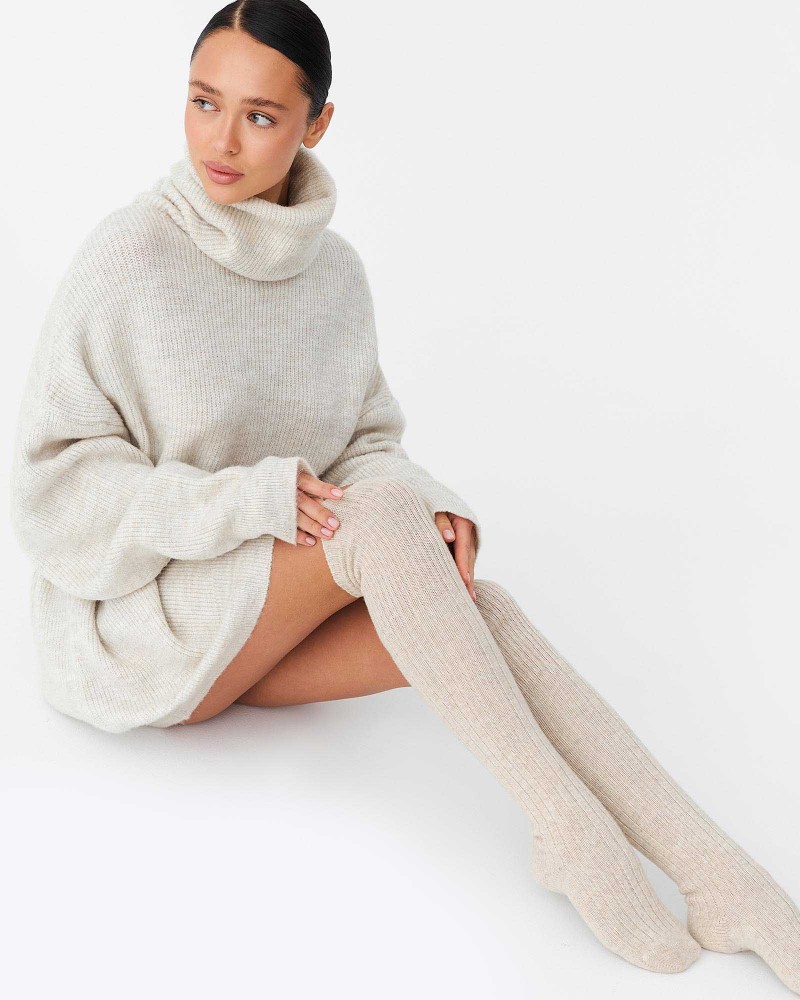 Бежеві гольфи вище колін FASHIONISTA
