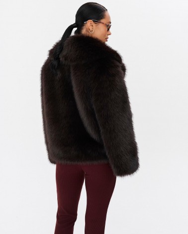 Темно-коричнева шуба зі штучного хутра FASHIONISTA