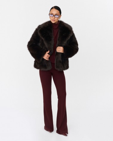 Темно-коричнева шуба зі штучного хутра FASHIONISTA