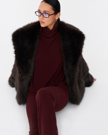 Темно-коричнева шуба зі штучного хутра FASHIONISTA