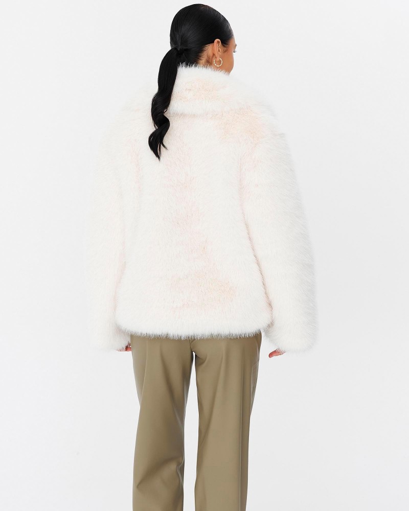 Молочна шуба зі штучного хутра FASHIONISTA