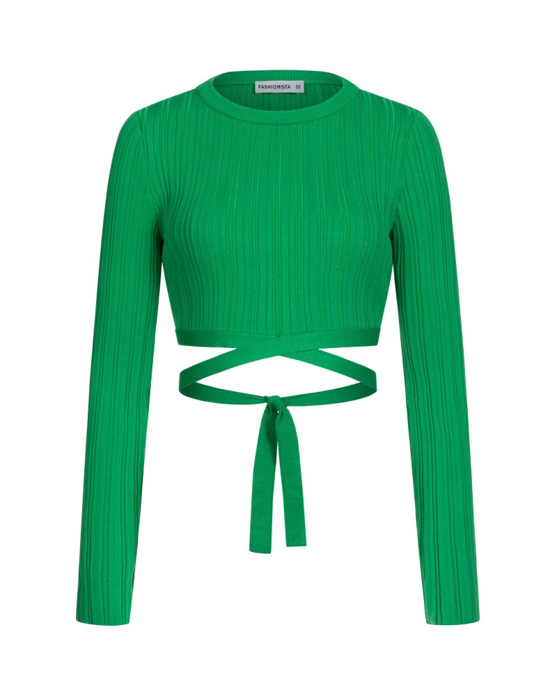 Джемпер з зав'язкою від FASHIONISTA зелений