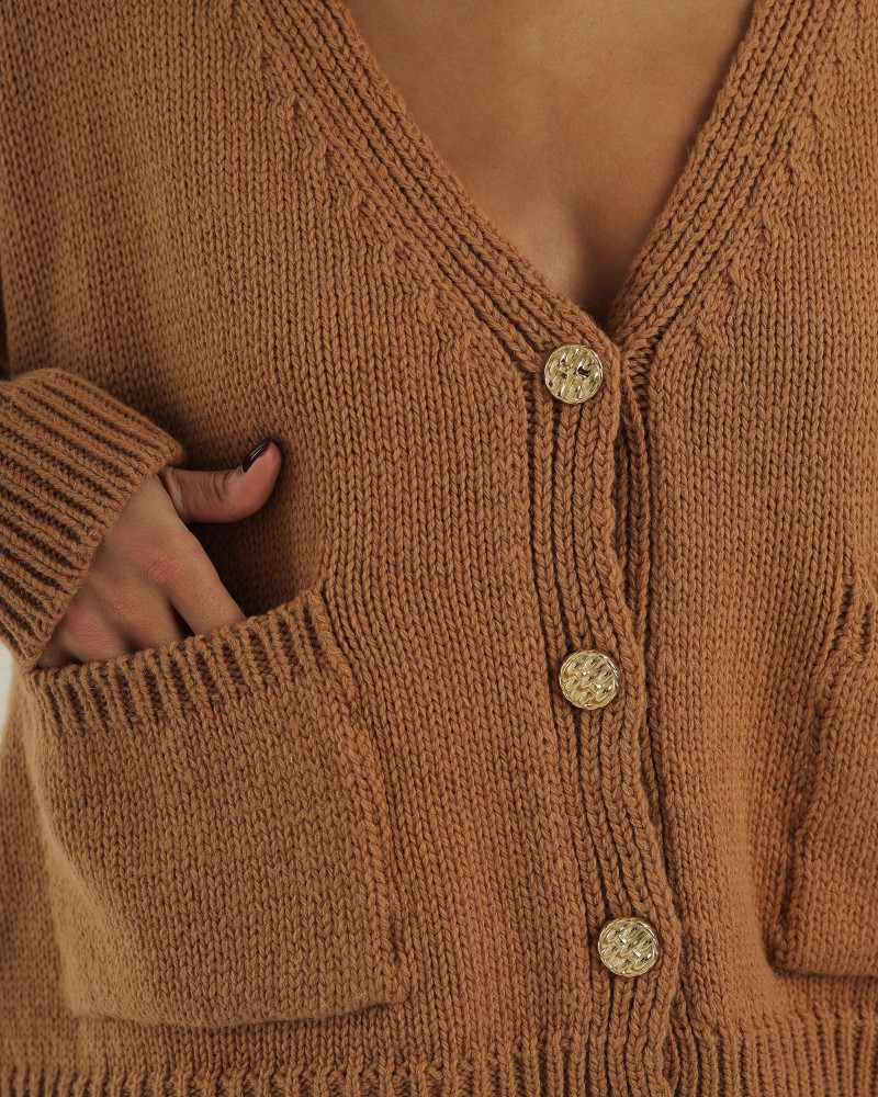 Кардиган Laconic з кишенями від FASHIONISTA коричневий