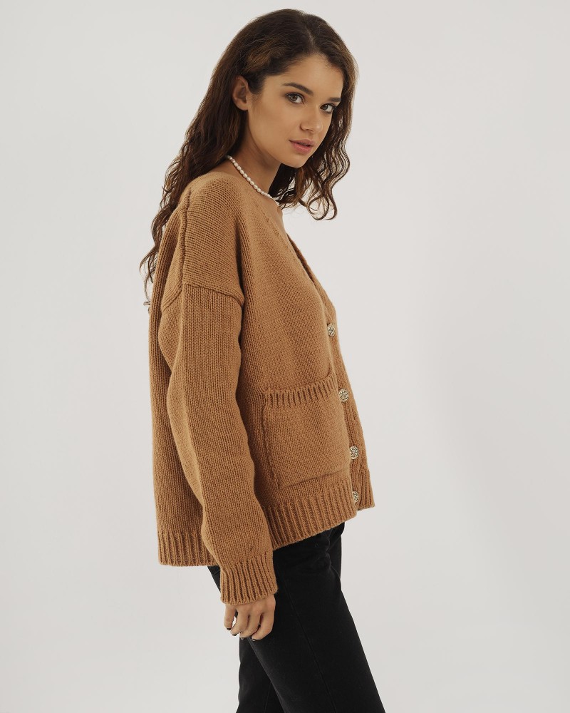 Кардиган Laconic з кишенями від FASHIONISTA коричневий