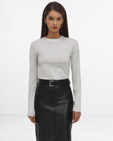 Лонгслів з металізованим ефектом від FASHIONISTA срібний