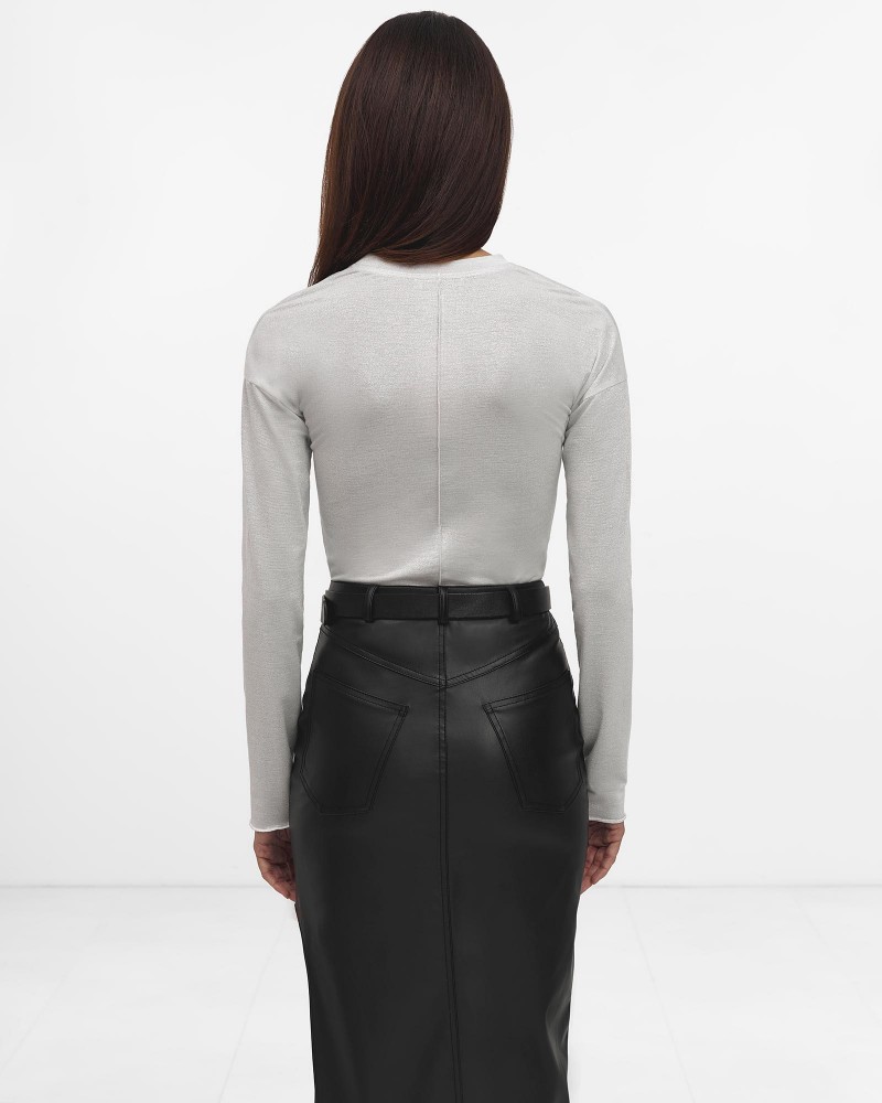 Лонгслів з металізованим ефектом від FASHIONISTA срібний