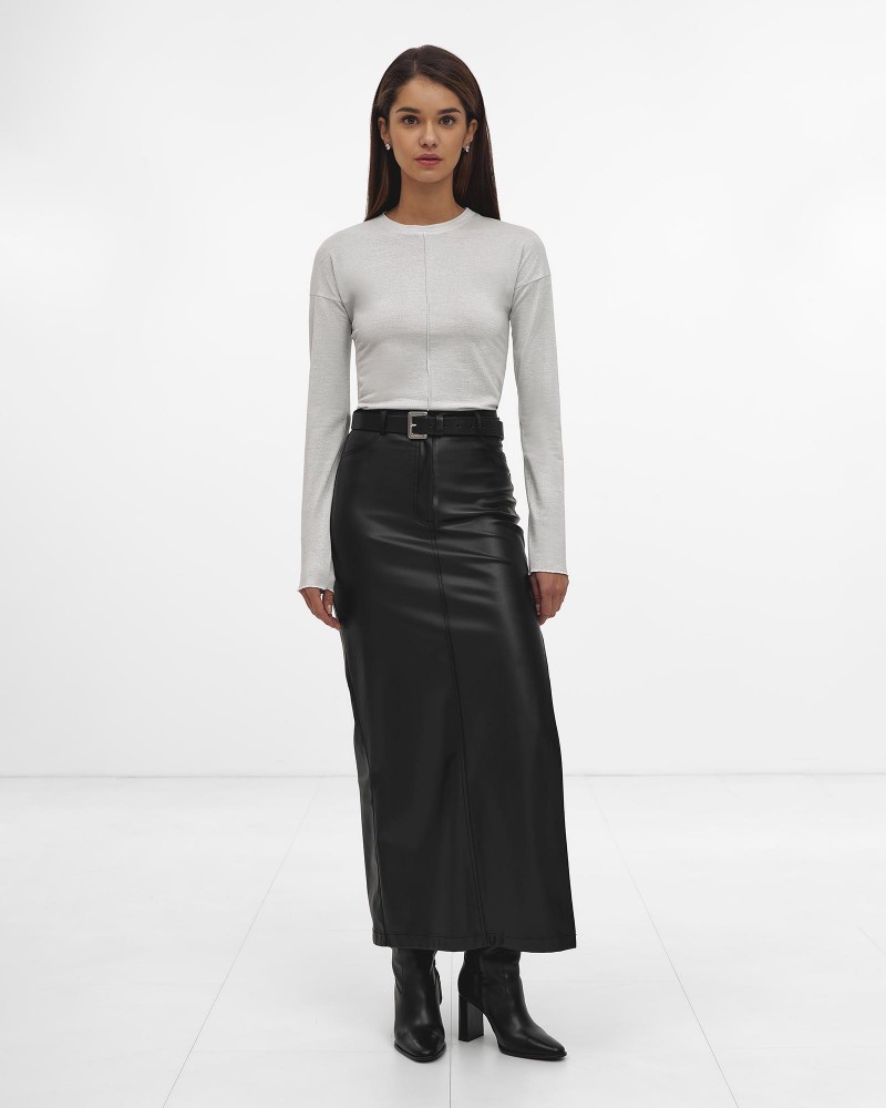 Лонгслів з металізованим ефектом від FASHIONISTA срібний