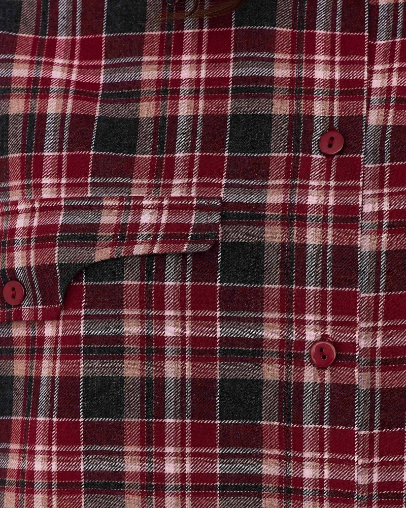 Бордова картата сорочка з імітацією нагрудних кишень FASHIONISTA Бордова картата сорочка з імітацією нагрудних кишень FASHIONISTA