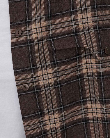 Коричнева картата сорочка з імітацією нагрудних кишень FASHIONISTA