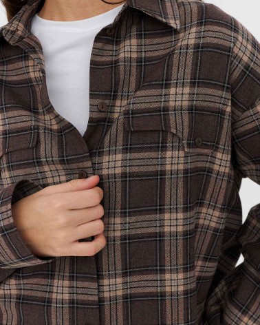 Коричнева картата сорочка з імітацією нагрудних кишень FASHIONISTA
