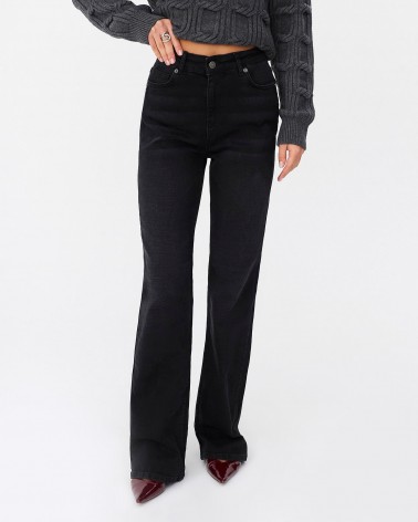 Чорні розкльошені джинси з потертостями FASHIONISTA