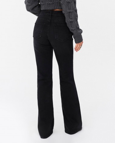 Чорні розкльошені джинси з потертостями FASHIONISTA