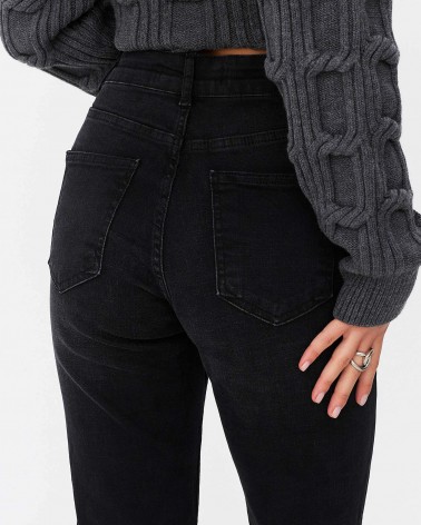 Чорні розкльошені джинси з потертостями FASHIONISTA