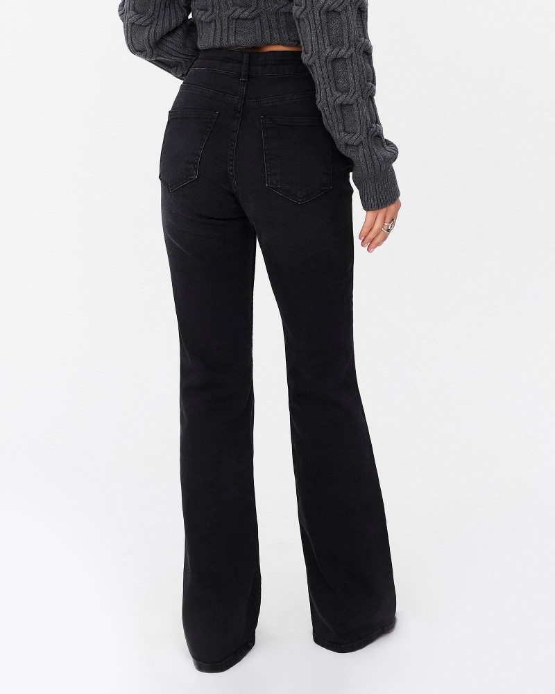 Чорні розкльошені джинси з потертостями FASHIONISTA