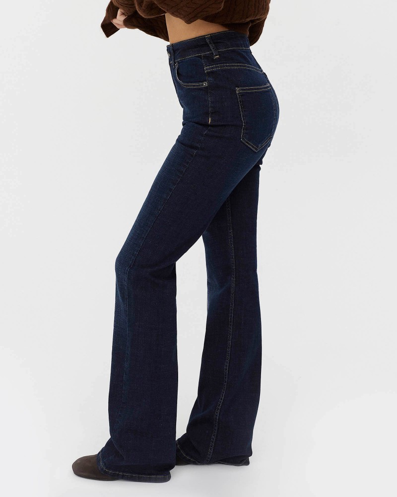 Темно-сині розкльошені джинси з потертостями FASHIONISTA