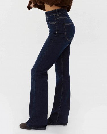 Темно-сині розкльошені джинси з потертостями FASHIONISTA