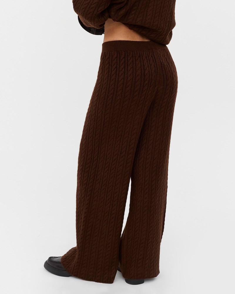 Коричневі штани-палацо з  комбінованою в'язкою FASHIONISTA
