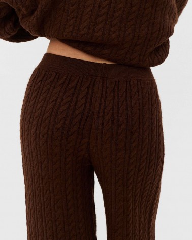 Коричневі штани-палацо з  комбінованою в'язкою FASHIONISTA