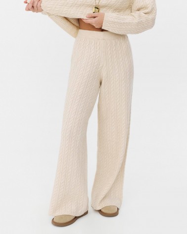 Молочні штани-палацо з  комбінованою в'язкою FASHIONISTA