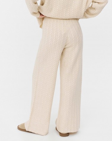 Молочні штани-палацо з  комбінованою в'язкою FASHIONISTA
