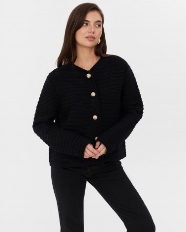 Кардиган з золотистою фурнітурою від FASHIONISTA чорний