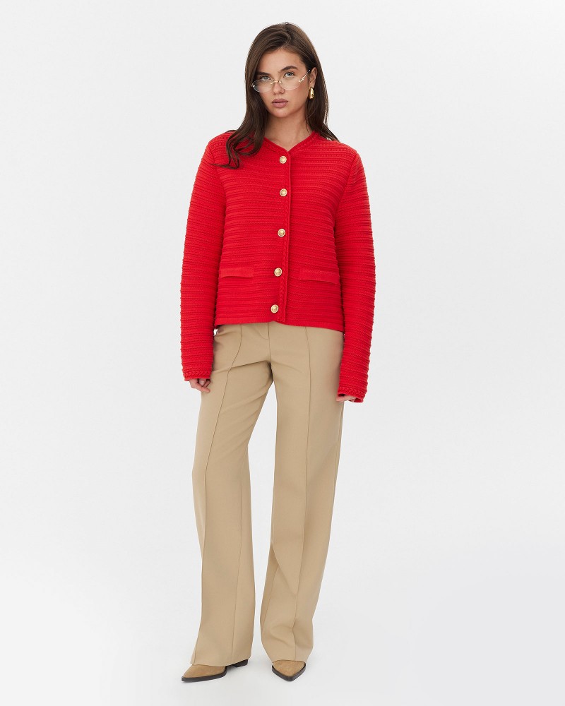 Кардиган з золотистою фурнітурою від FASHIONISTA червоний