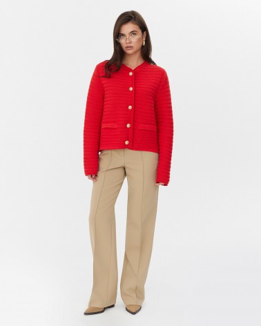 Кардиган з золотистою фурнітурою від FASHIONISTA червоний