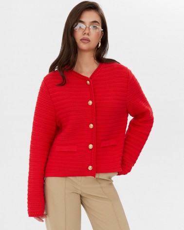 Кардиган з золотистою фурнітурою від FASHIONISTA червоний