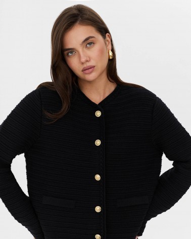 Кардиган з золотистою фурнітурою від FASHIONISTA чорний