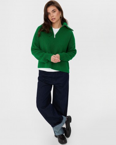 Зелений светр з горловиною на блискавці FASHIONISTA