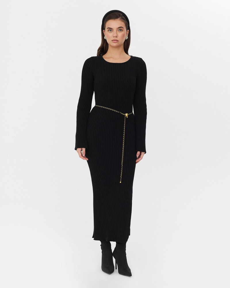 Сукня трикотажна з вирізом на спині від FASHIONISTA чорний Сукня трикотажна з вирізом на спині від FASHIONISTA чорний