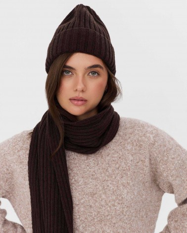 Коричнева шапка із закотом FASHIONISTA