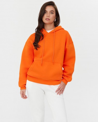 Худі з кишенею-кенгуру на флісі від FASHIONISTA оранжевий